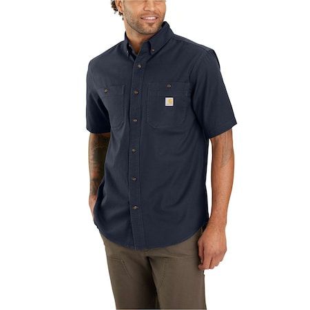 Carhartt Canvas Short Sleeve Shirt, 98% Cotton/2% Spandex, Navy, Medium 103555-412MREG